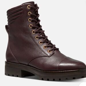 MICHAEL Michael Kors Lace-Up Leather Combat Boot in Dark Brown NWT no box